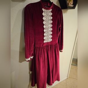 Trish Scully Red Wine Dress w/ivory detail size 14